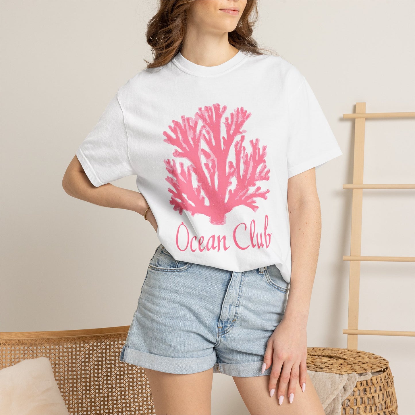 Ocean Club Summer Shirt • Pink Coral Beach Tee • Coastal Vacation Graphic Shirt • Beach Trip Outfit