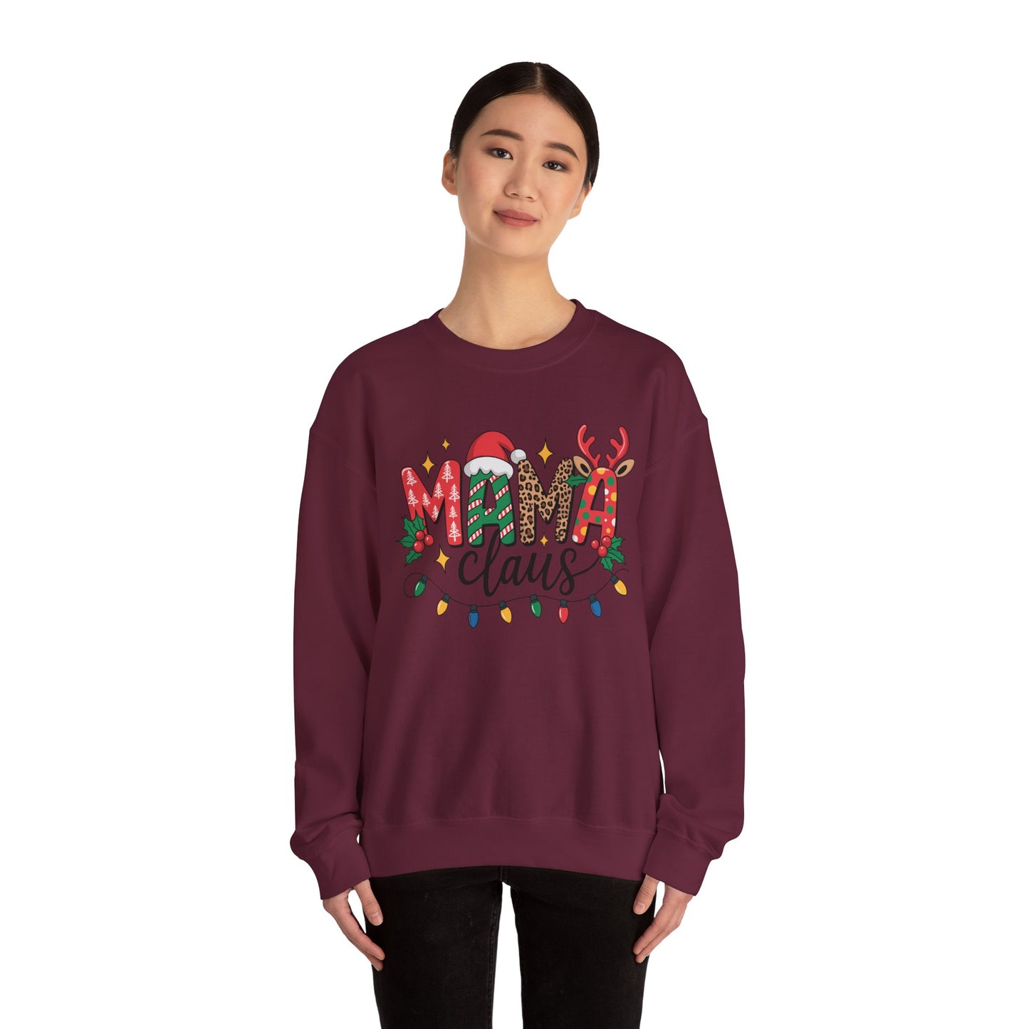 Festive Mama Claus Sweatshirt, Christmas Sweatshirt, Holiday Apparel, Gift for Mom, Cozy Crewneck