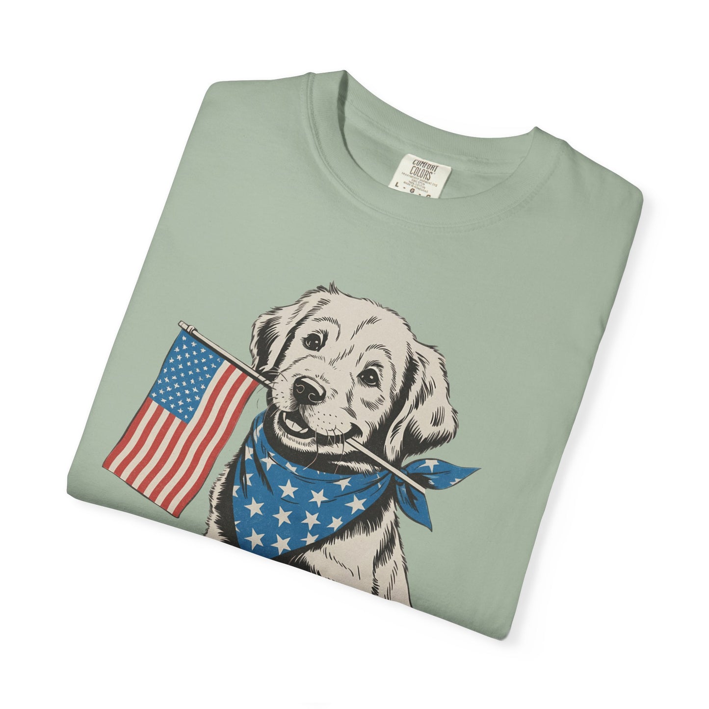 4th of July Patriotic Dog Puppy Tee • Americana Dog Lover Graphic • Red White Blue Flag Shirt