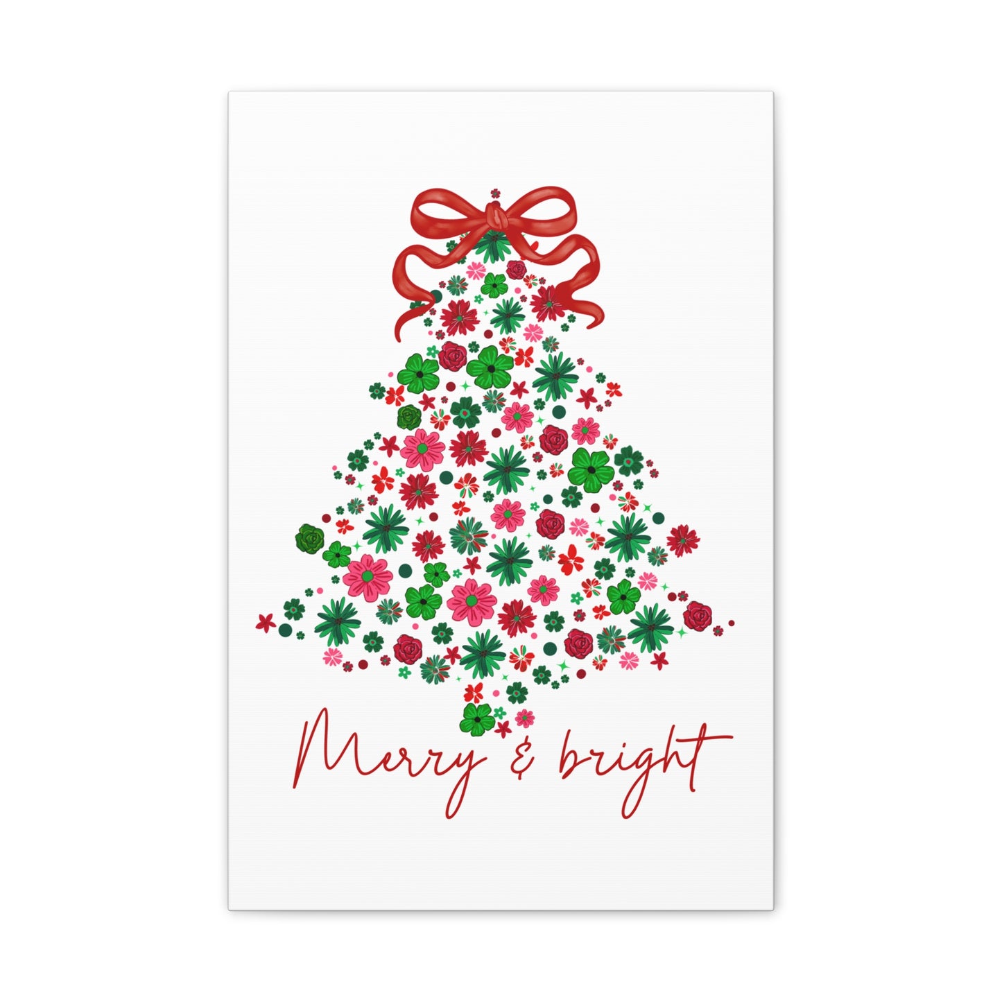 Festive Canvas Wall Art - Merry & Bright Christmas Tree