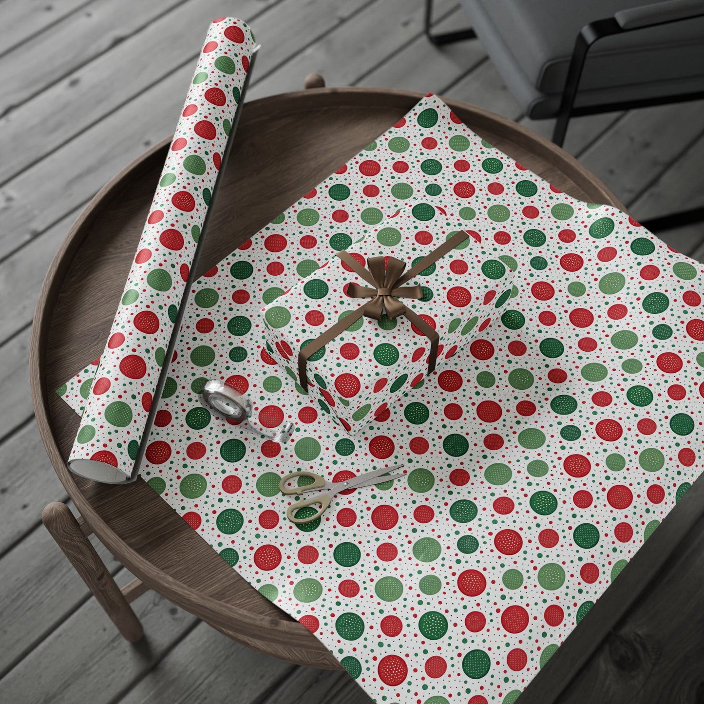 Red & Green Polka Dot Christmas Wrapping Paper | Classic Holiday Pattern | Festive Dots Gift Wrap | Modern Christmas Decor