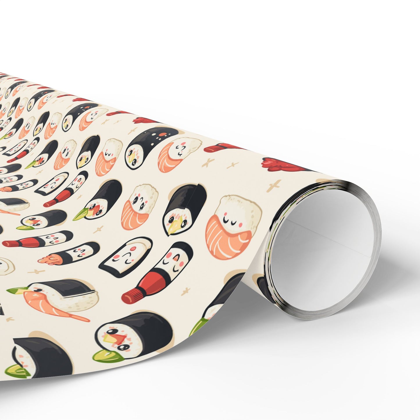 Kawaii Sushi Wrapping Paper | Cute Japanese Food Pattern | Happy Sushi Roll Gift Wrap | Fun Cozy Blanket for Food Lovers