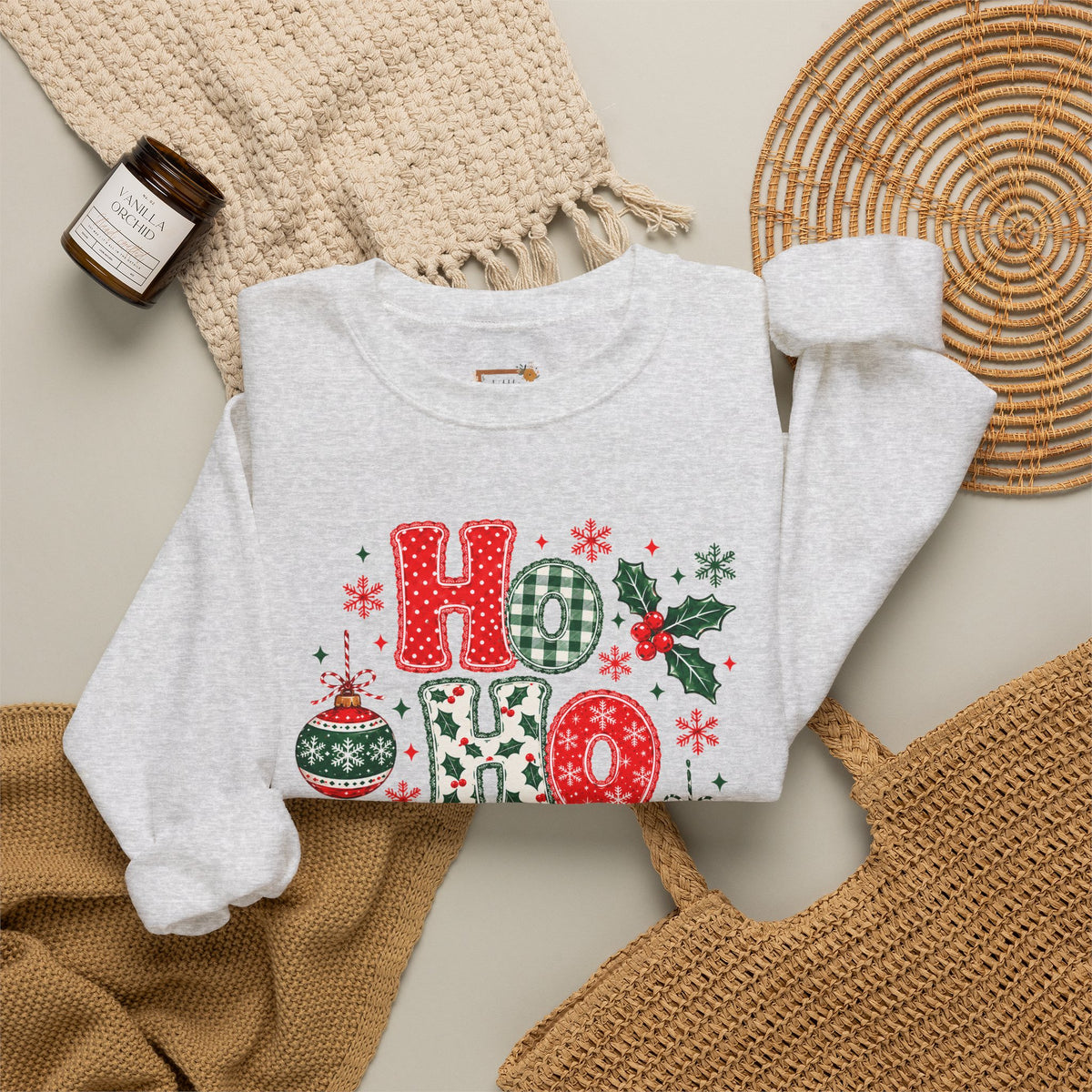 Ho Ho Ho Christmas Sweatshirt, Retro Christmas Crewneck, Gildan Holiday Sweatshirt, Festive Christmas Sweater, Christmas Gift