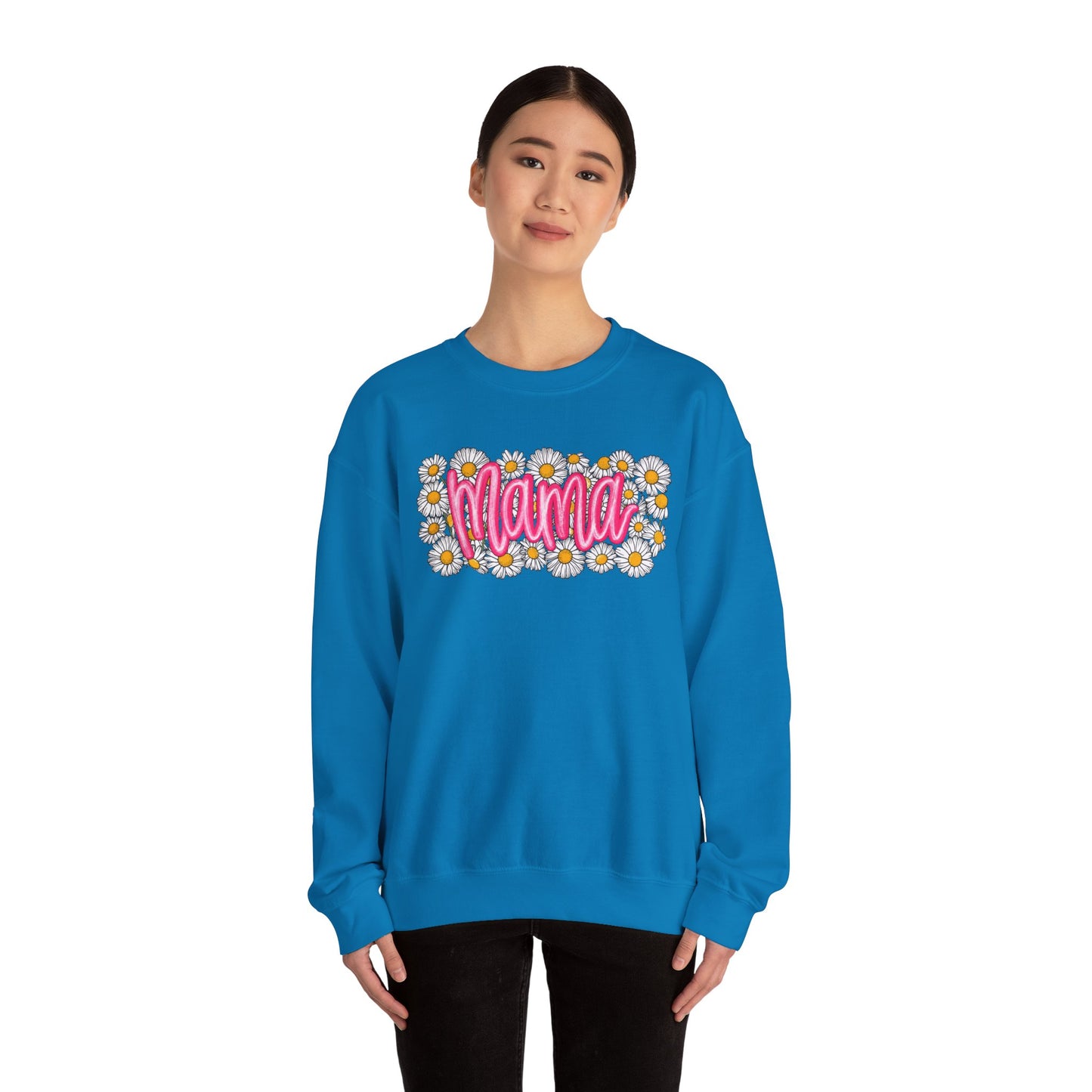 Pink Daisy Mama Sweatshirt • Floral Mama Crewneck • Spring Mama Graphic Sweatshirt • Cute Motherhood Cozy Outfit