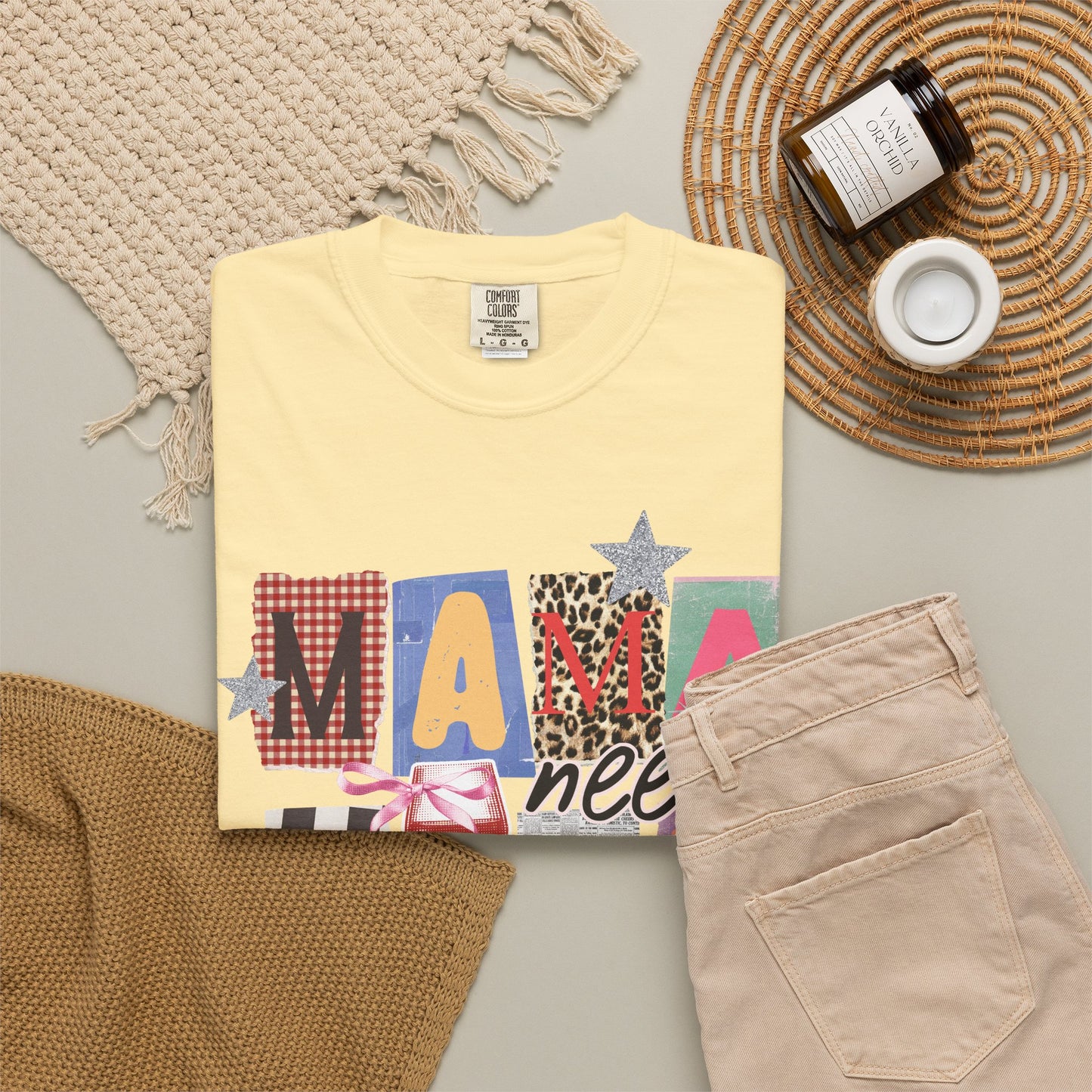 Mama Needs Wine Graphic Tee • Funny Mom Shirt Women • Trendy Patchwork Mixed Print Leopard Gingham Tee • Mom Life Shirt