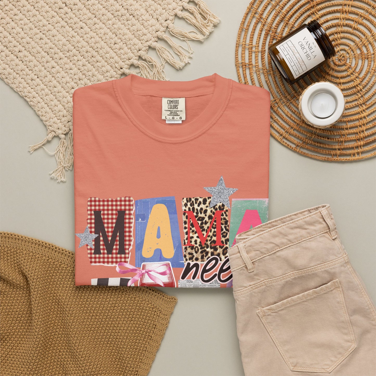Mama Needs Wine Graphic Tee • Funny Mom Shirt Women • Trendy Patchwork Mixed Print Leopard Gingham Tee • Mom Life Shirt