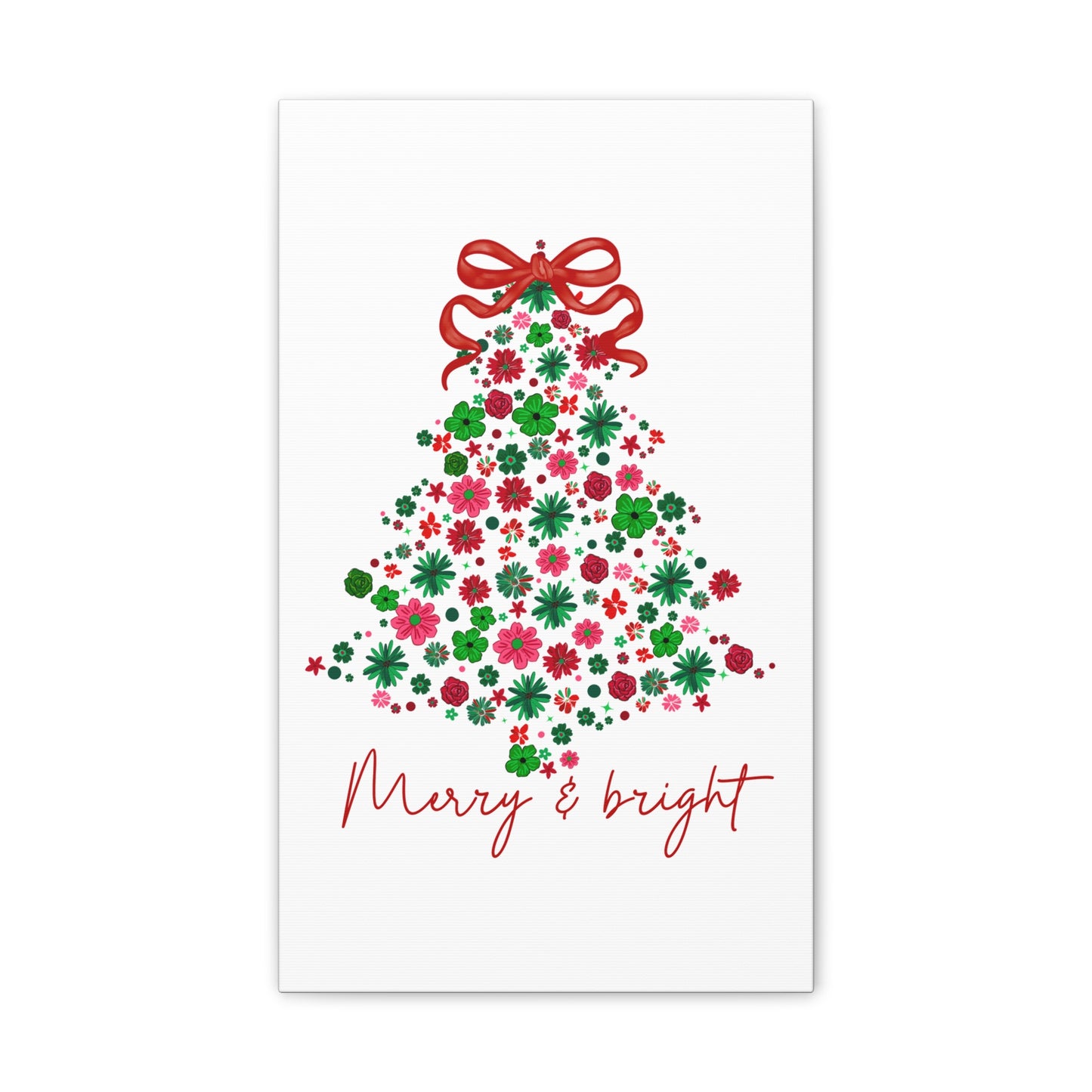 Festive Canvas Wall Art - Merry & Bright Christmas Tree