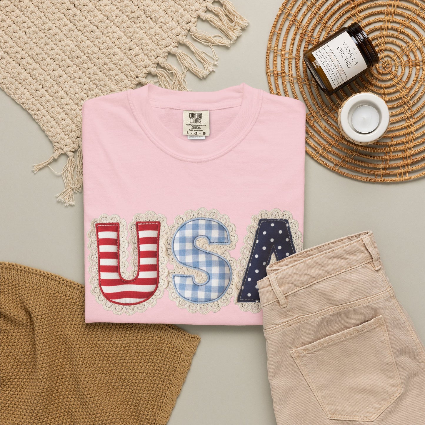 USA Patchwork Shirt • Preppy Patriotic Tee • Coquette Americana Top • Red White Blue Outfit Shirt