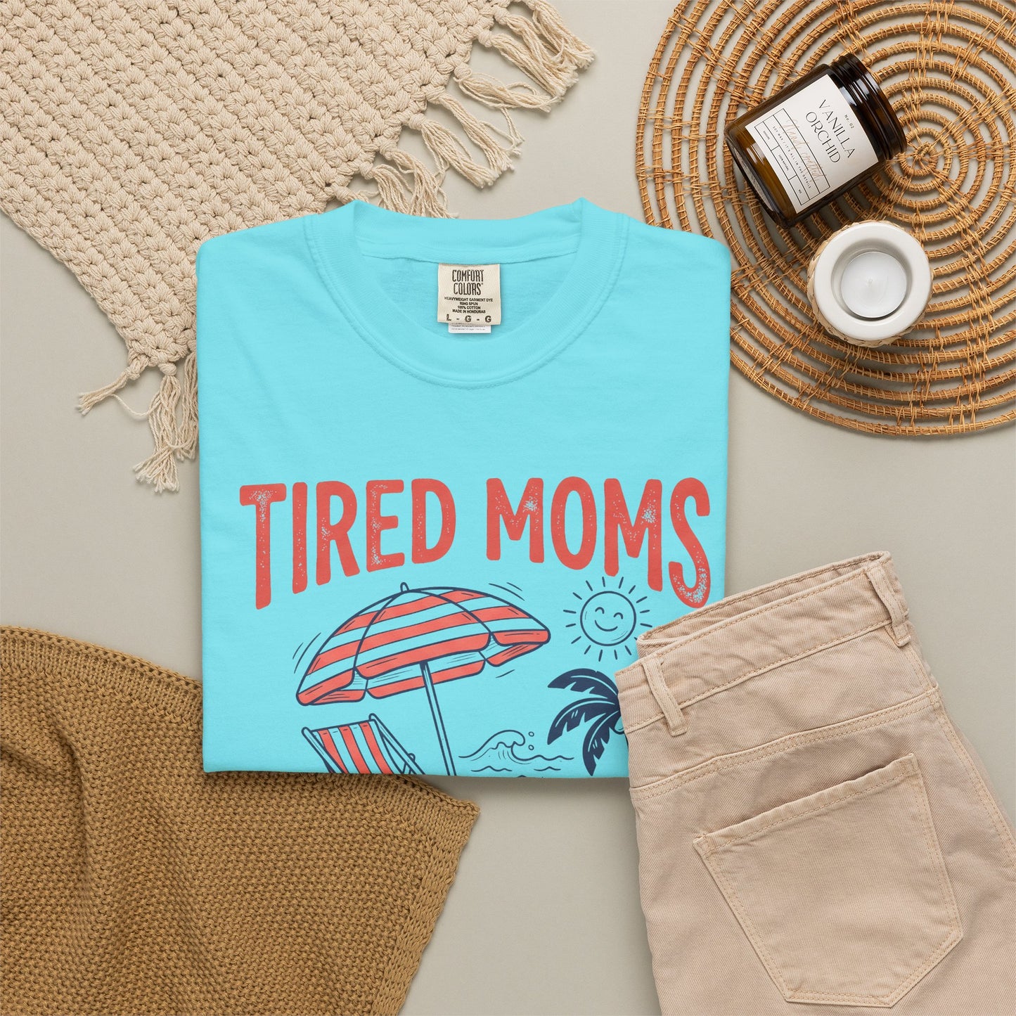 Tired Moms Summer Club Beach Graphic Tee • Summer Mom Shirt • Pool Day Mama Tee • Coastal Vacation Outfit