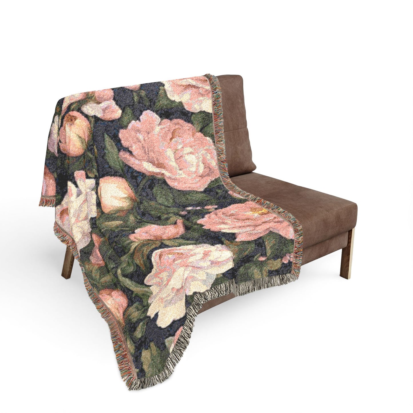 Peony Woven Blanket • Floral Botanical Throw • Cottage Garden Home Decor • Heirloom Style Floral Blanket • Cozy Reading Nook Accent