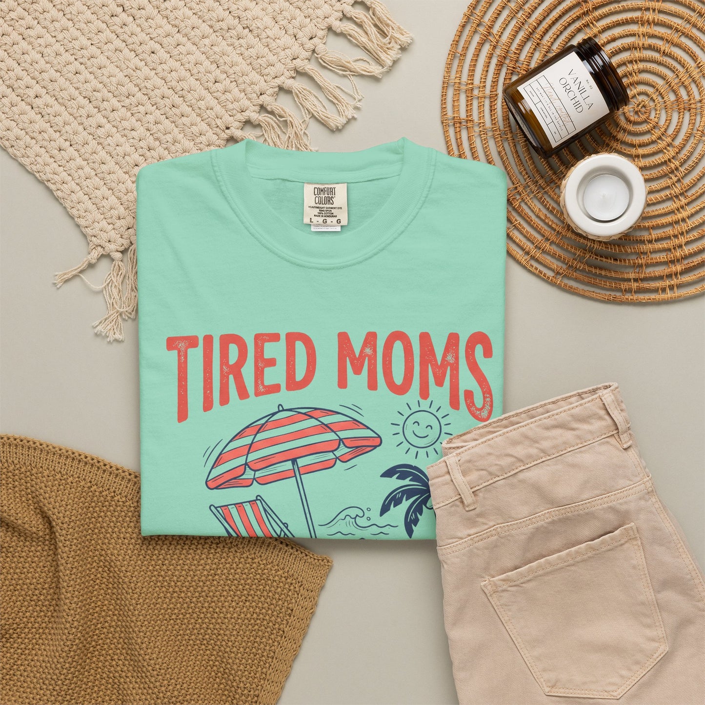 Tired Moms Summer Club Beach Graphic Tee • Summer Mom Shirt • Pool Day Mama Tee • Coastal Vacation Outfit
