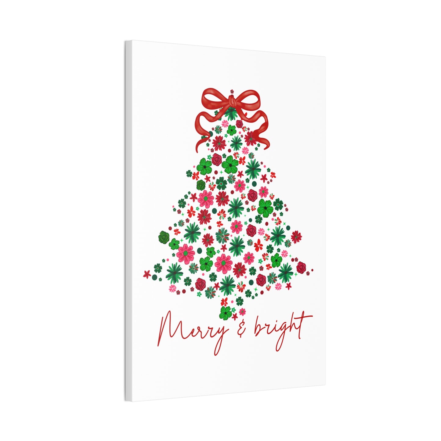 Festive Canvas Wall Art - Merry & Bright Christmas Tree