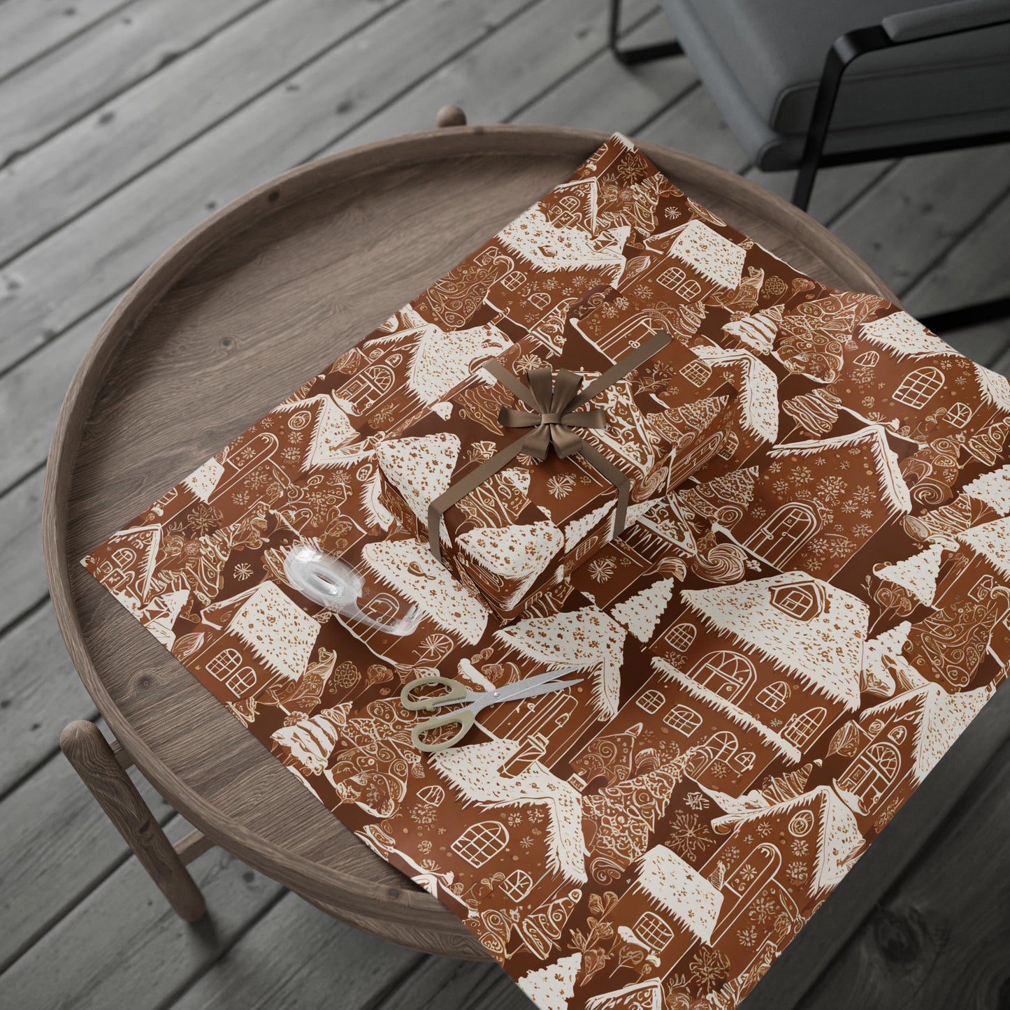Gingerbread Village Christmas Blanket & Wrapping Paper | Brown & White Icing Cookie Houses | Cozy Holiday Gift Wrap | Winter Home Décor