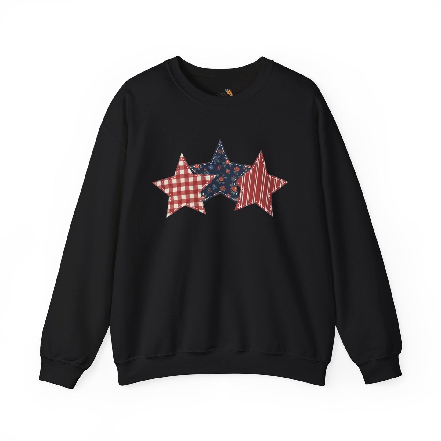 4th of July Patchwork Star Sweatshirt for Summer nights • Floral Gingham Red White Blue USA Crewneck • Patriotic Outfit