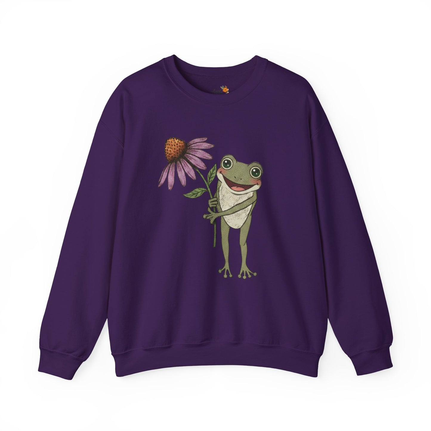 Spring Cottage Frog Sweatshirt • Whimsical Garden Wildflower Crewneck • Cottagecore Floral Pullover
