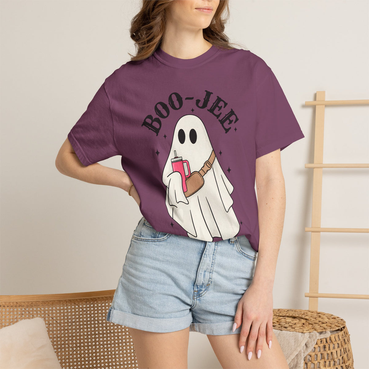 Boo Jee Ghost Shirt, Comfort Colors Halloween Tee, Cute Ghost Shirt, Girly Halloween Graphic Tee, Spooky Season Shirt
