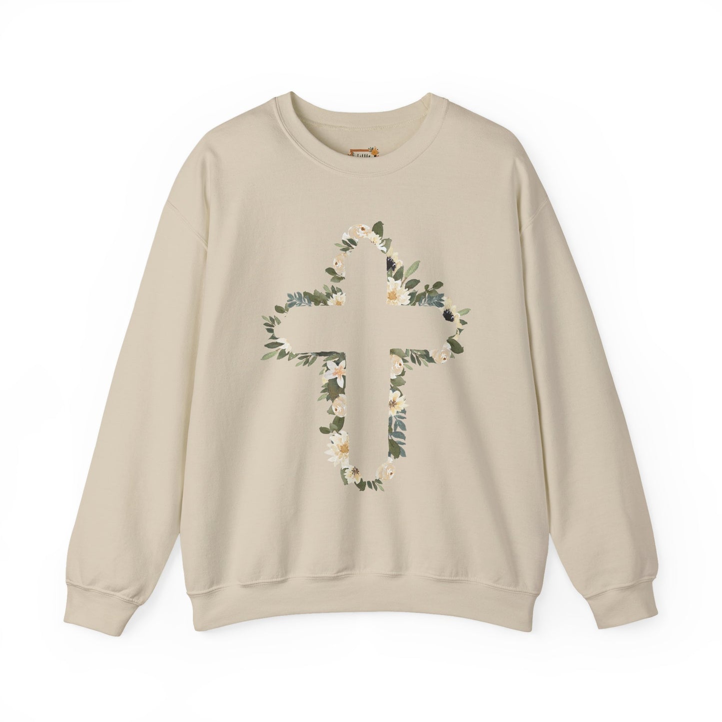 Floral Cross Crewneck Sweatshirt — Christian Faith Floral Pullover