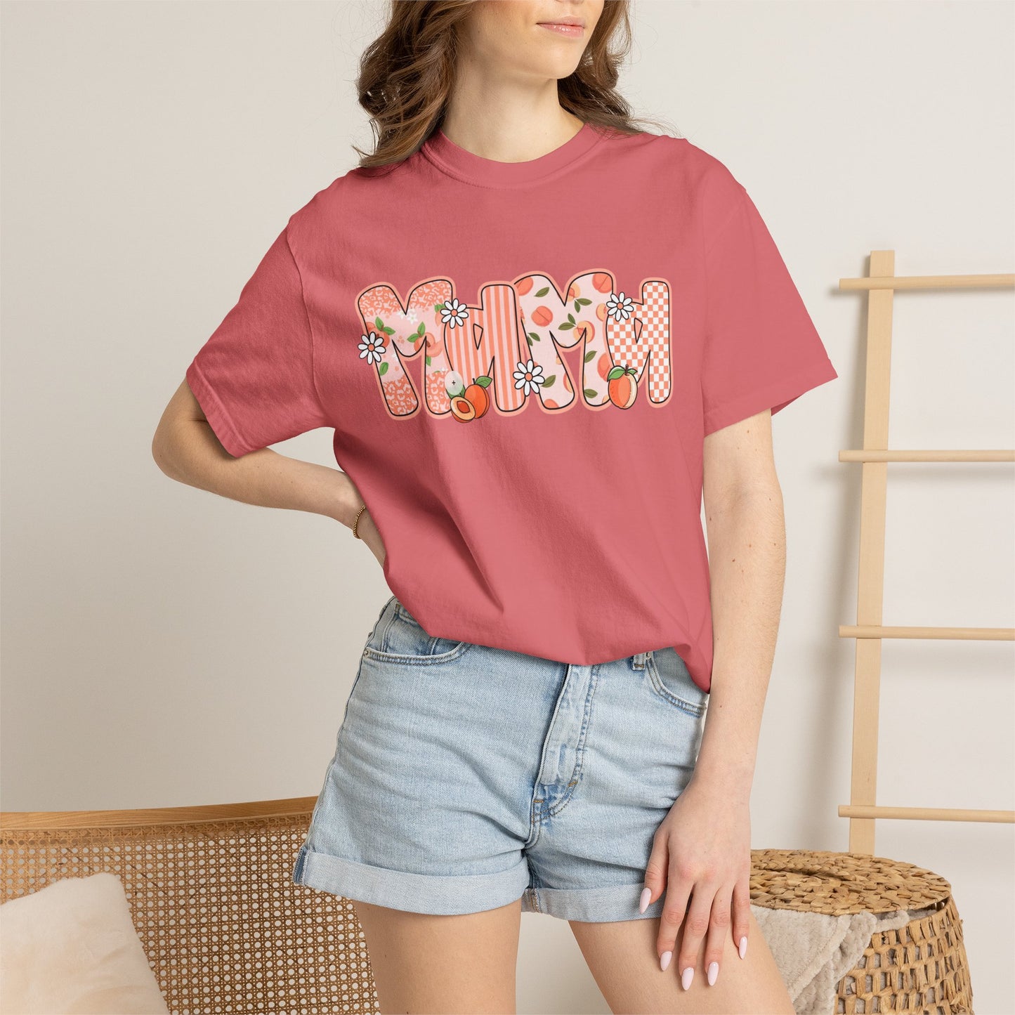 Peach Floral Mama Graphic Tee • Spring Mama Shirt • Soft Girly Mom Shirt • Floral Boutique Style Outfit
