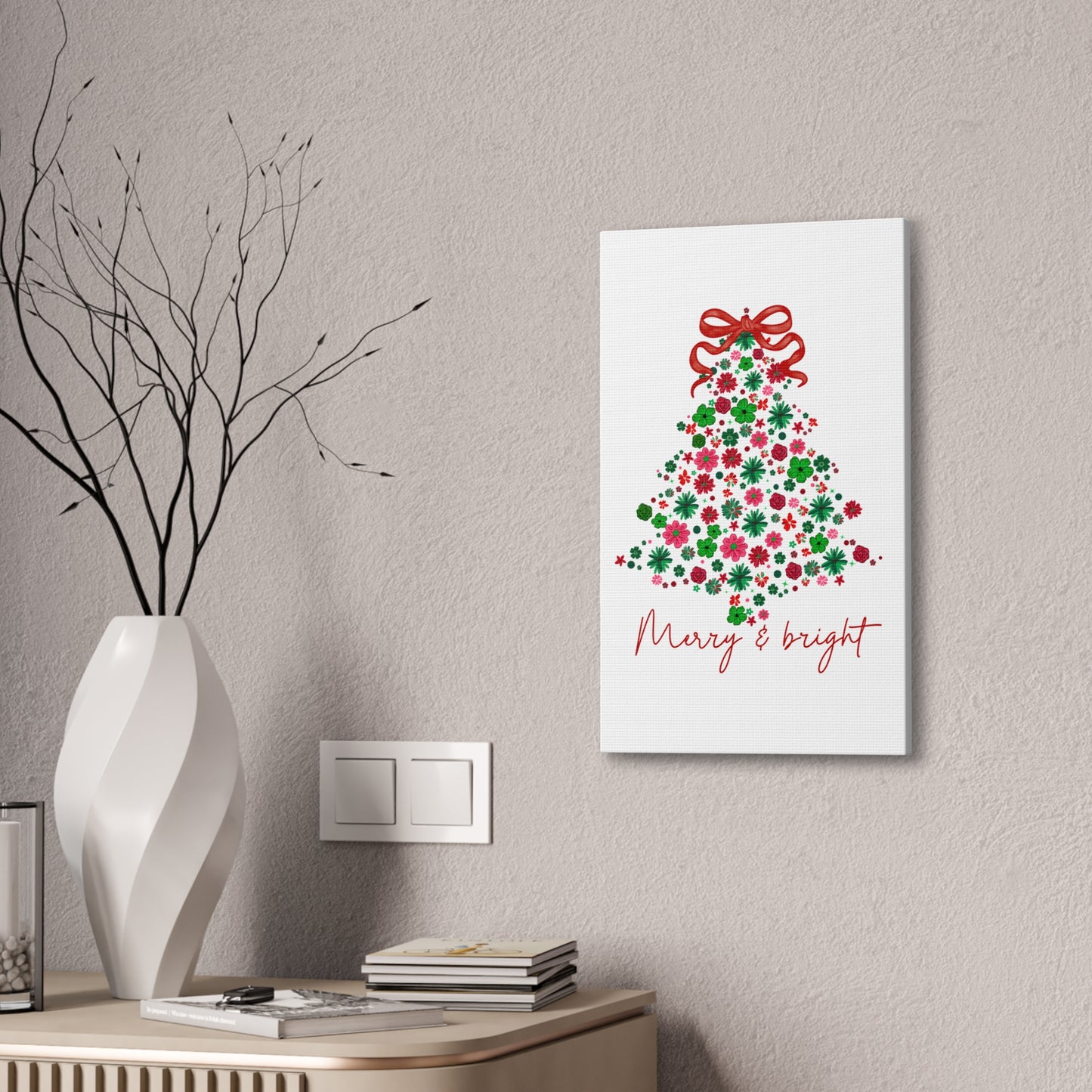 Festive Canvas Wall Art - Merry & Bright Christmas Tree
