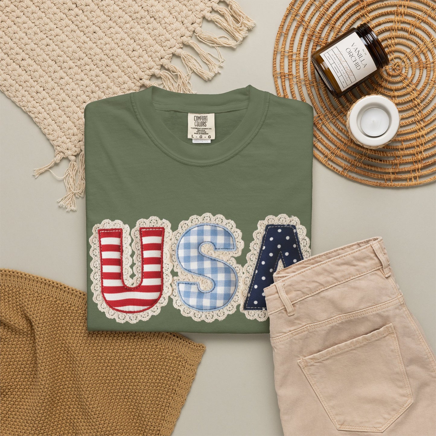 USA Patchwork Shirt • Preppy Patriotic Tee • Coquette Americana Top • Red White Blue Outfit Shirt