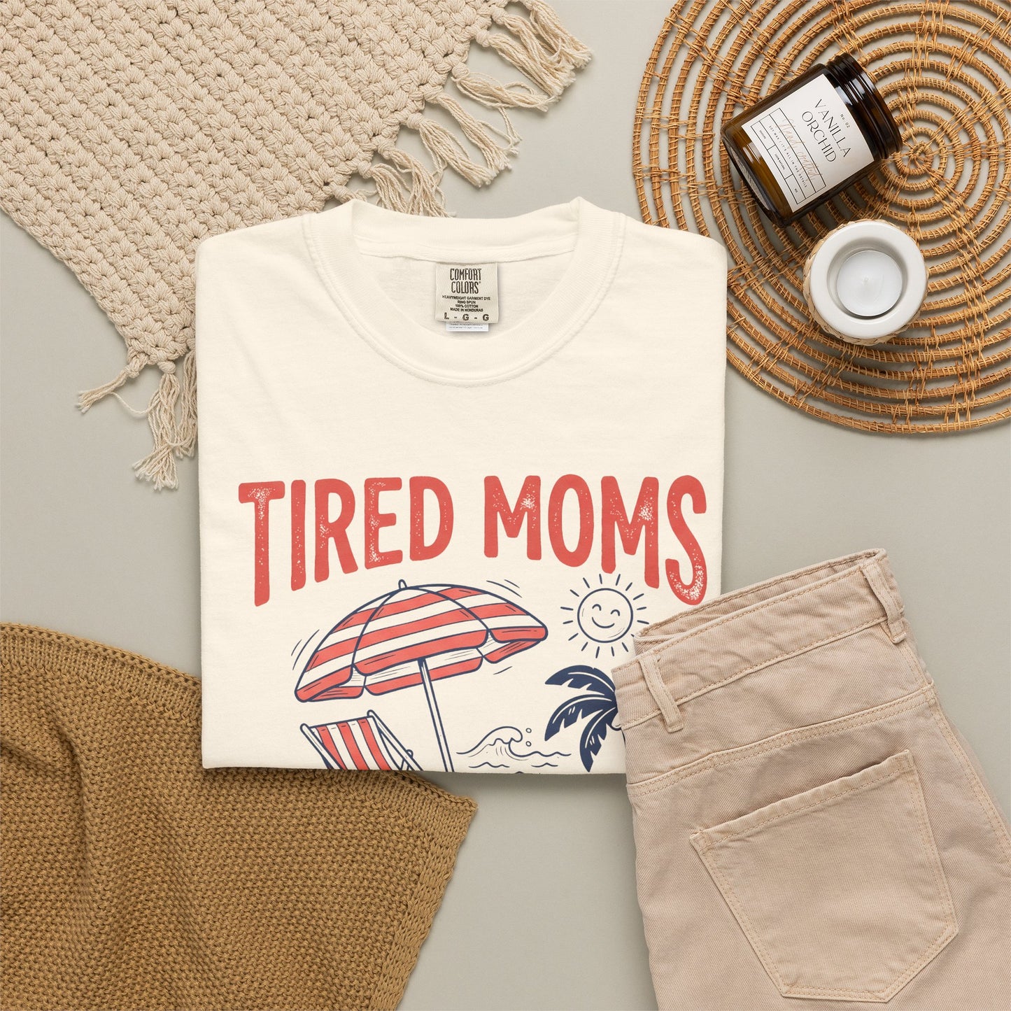 Tired Moms Summer Club Beach Graphic Tee • Summer Mom Shirt • Pool Day Mama Tee • Coastal Vacation Outfit