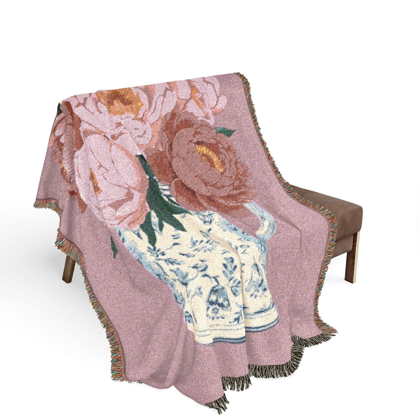 Peony Woven Blanket — Floral Cozy Throw for Living Room & Bedroom