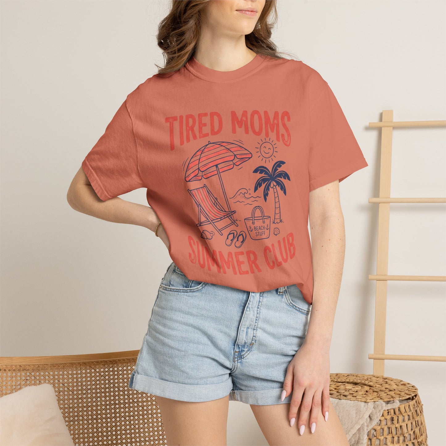 Tired Moms Summer Club Beach Graphic Tee • Summer Mom Shirt • Pool Day Mama Tee • Coastal Vacation Outfit