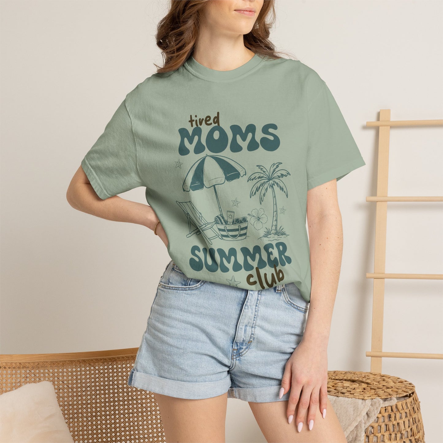 Tired Moms Summer Club Beach Mom Graphic Tee • Summer Vacation Shirt • Pool Day Mama Outfit • Coastal Summer Tee