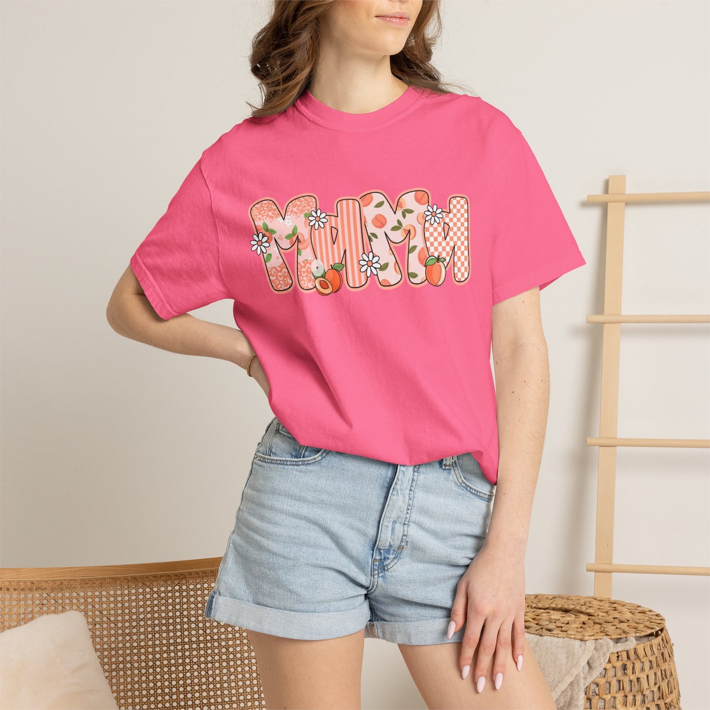 Peach Floral Mama Graphic Tee • Spring Mama Shirt • Soft Girly Mom Shirt • Floral Boutique Style Outfit