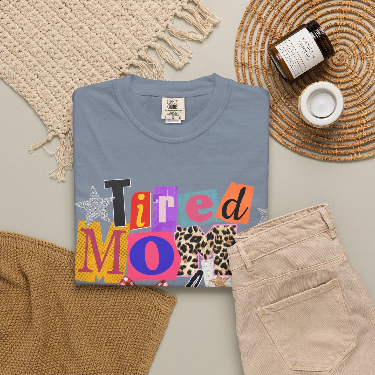 Tired Moms Club Shirt Women • Funny Mom Shirt • Trendy Patchwork Leopard Gingham Graphic Tee • Relatable Mom Outfit