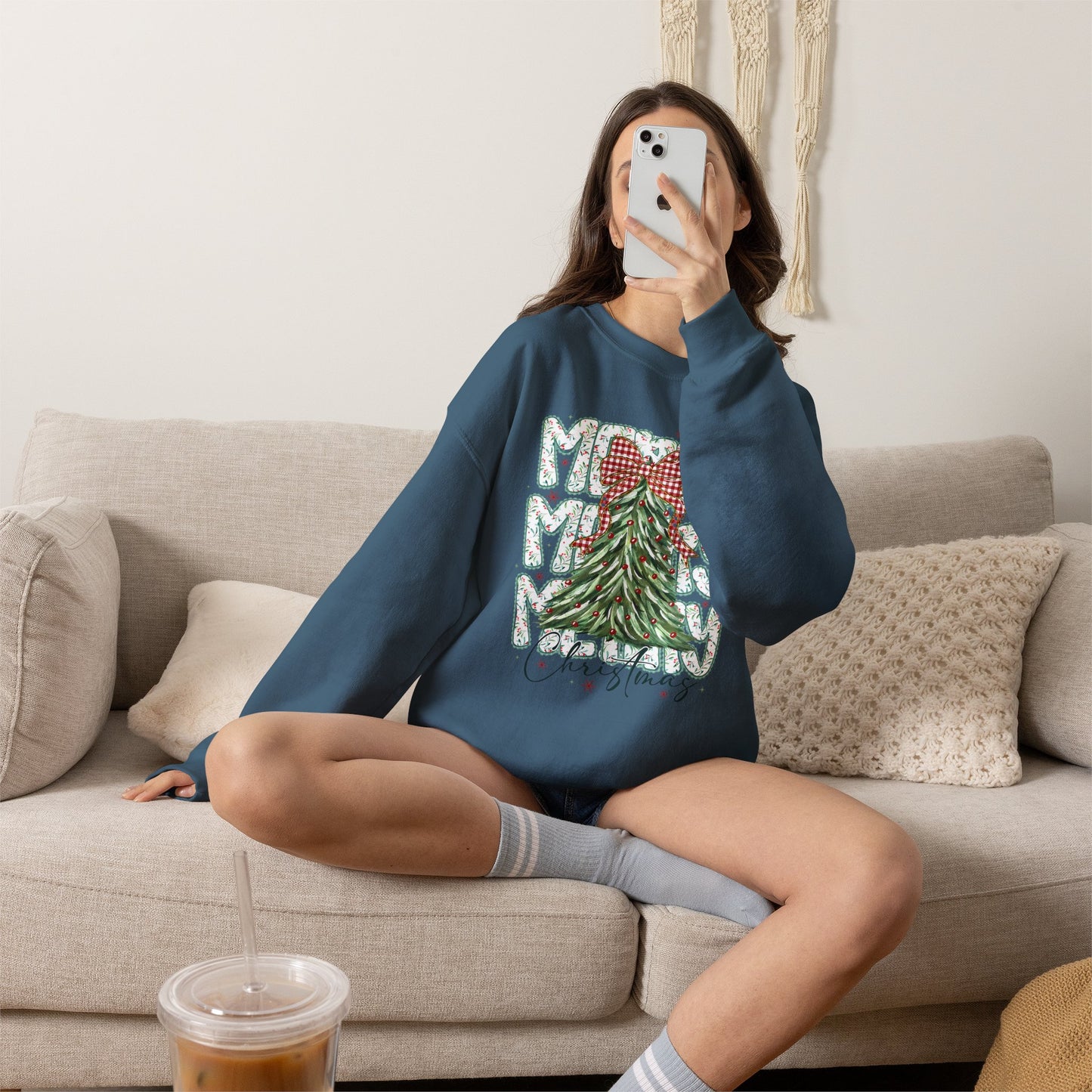 Christmas Tree Crewneck Sweatshirt — Merry Merry Holiday Graphic