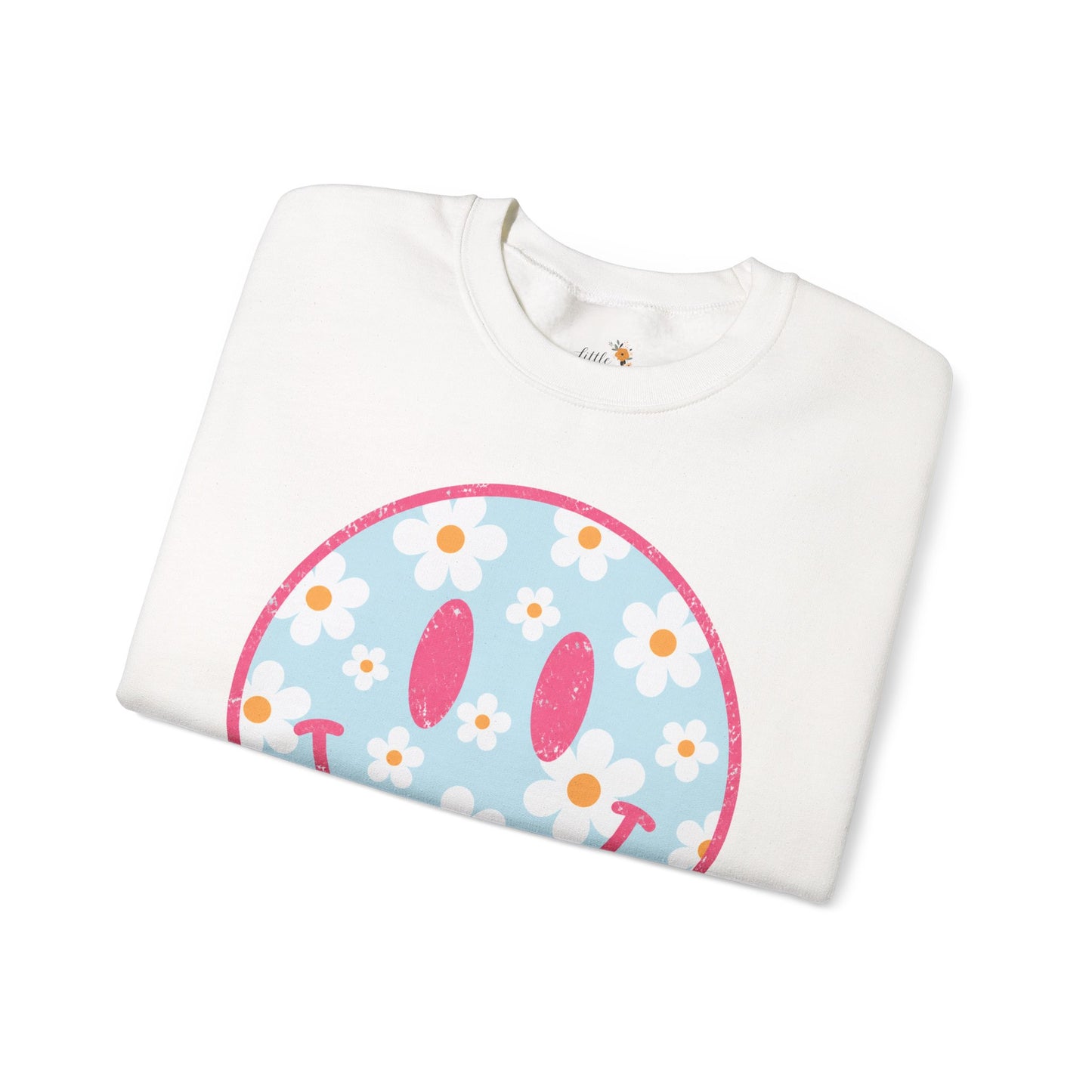 Retro Daisy Smile Sweatshirt • Floral Happy Face Crewneck • Cute Mama Cozy Sweatshirt