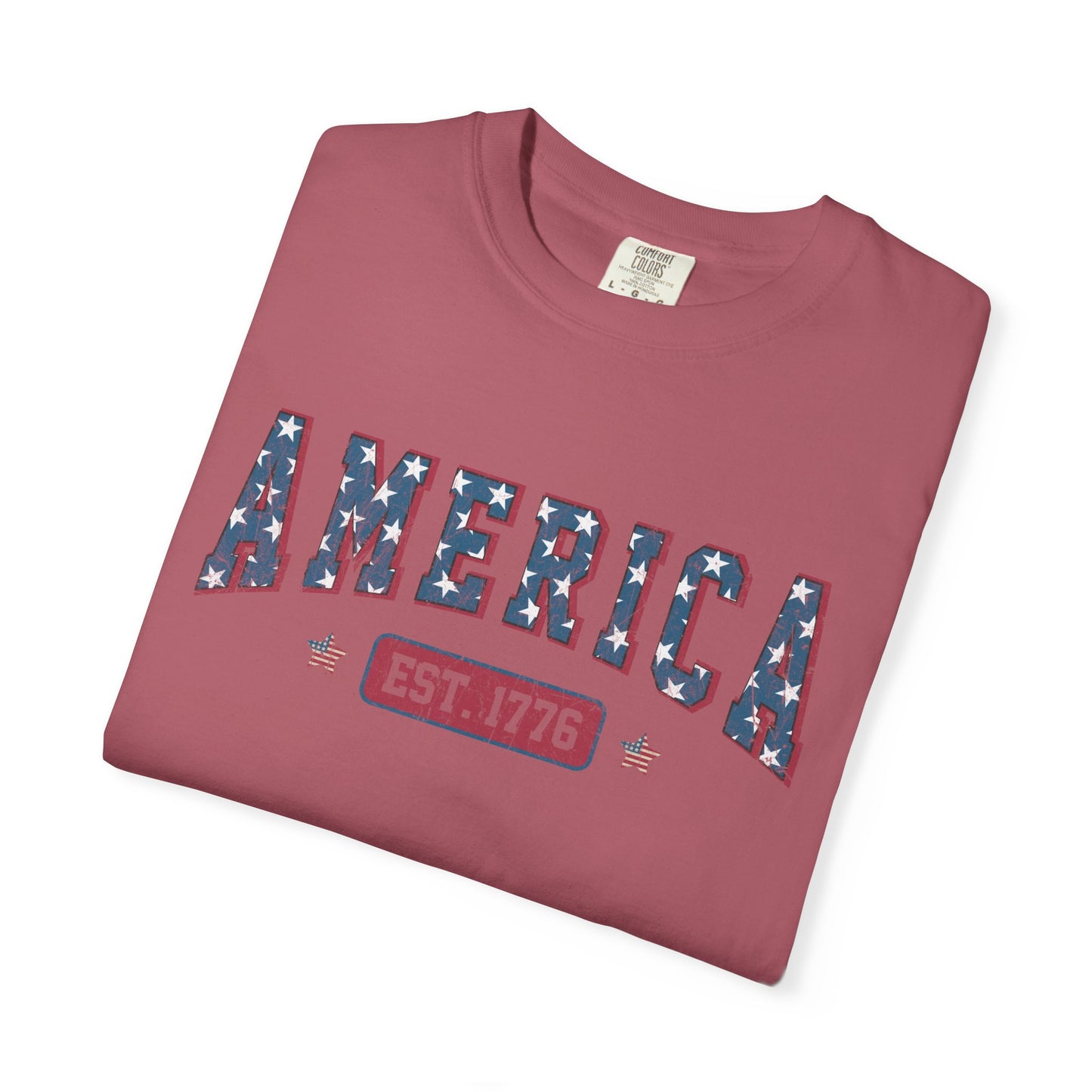America Est 1776 T-Shirt • Vintage Patriotic Graphic Tee • Red White Blue Fourth of July Shirt