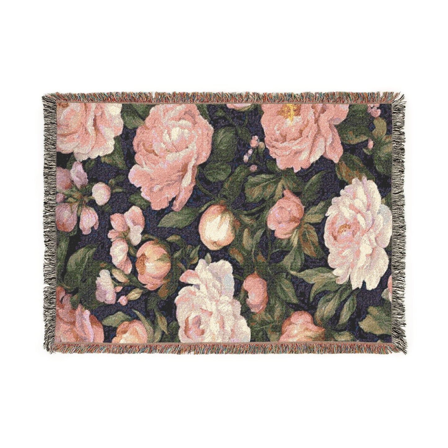 Peony Woven Blanket • Floral Botanical Throw • Cottage Garden Home Decor • Heirloom Style Floral Blanket • Cozy Reading Nook Accent