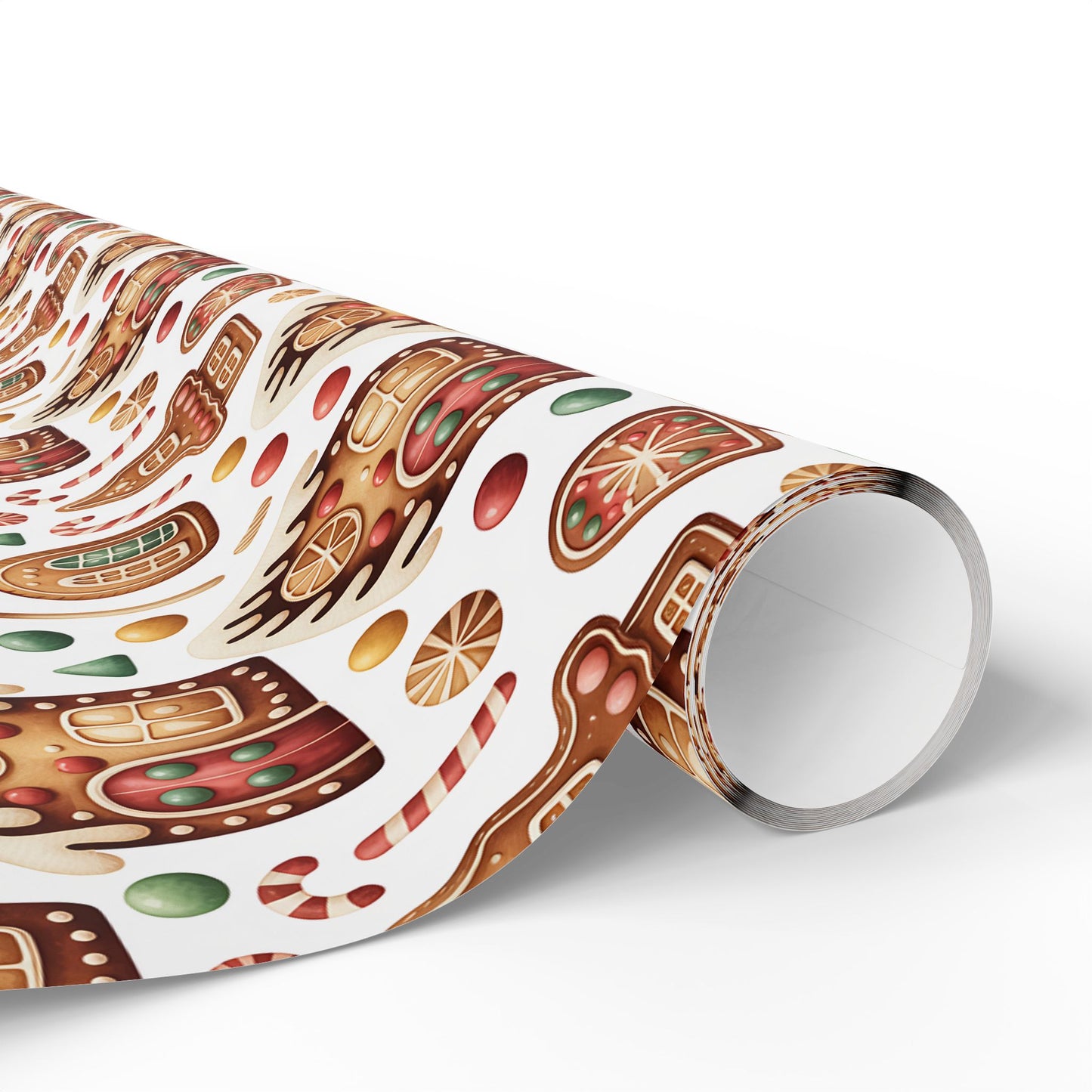 Gingerbread House Wrapping Paper | Candy Cane Cookie Pattern | Cozy Christmas Gift Wrap | Sweet Holiday Home Decor