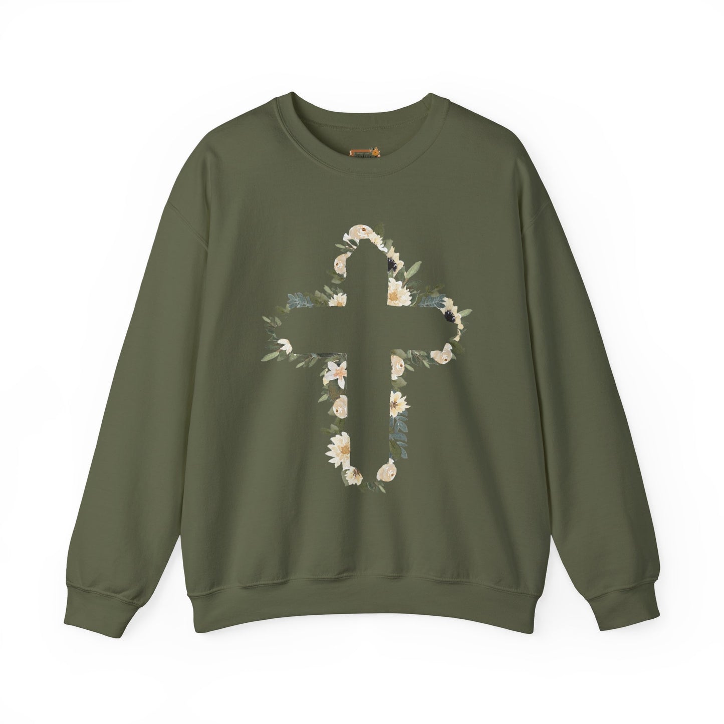 Floral Cross Crewneck Sweatshirt — Christian Faith Floral Pullover