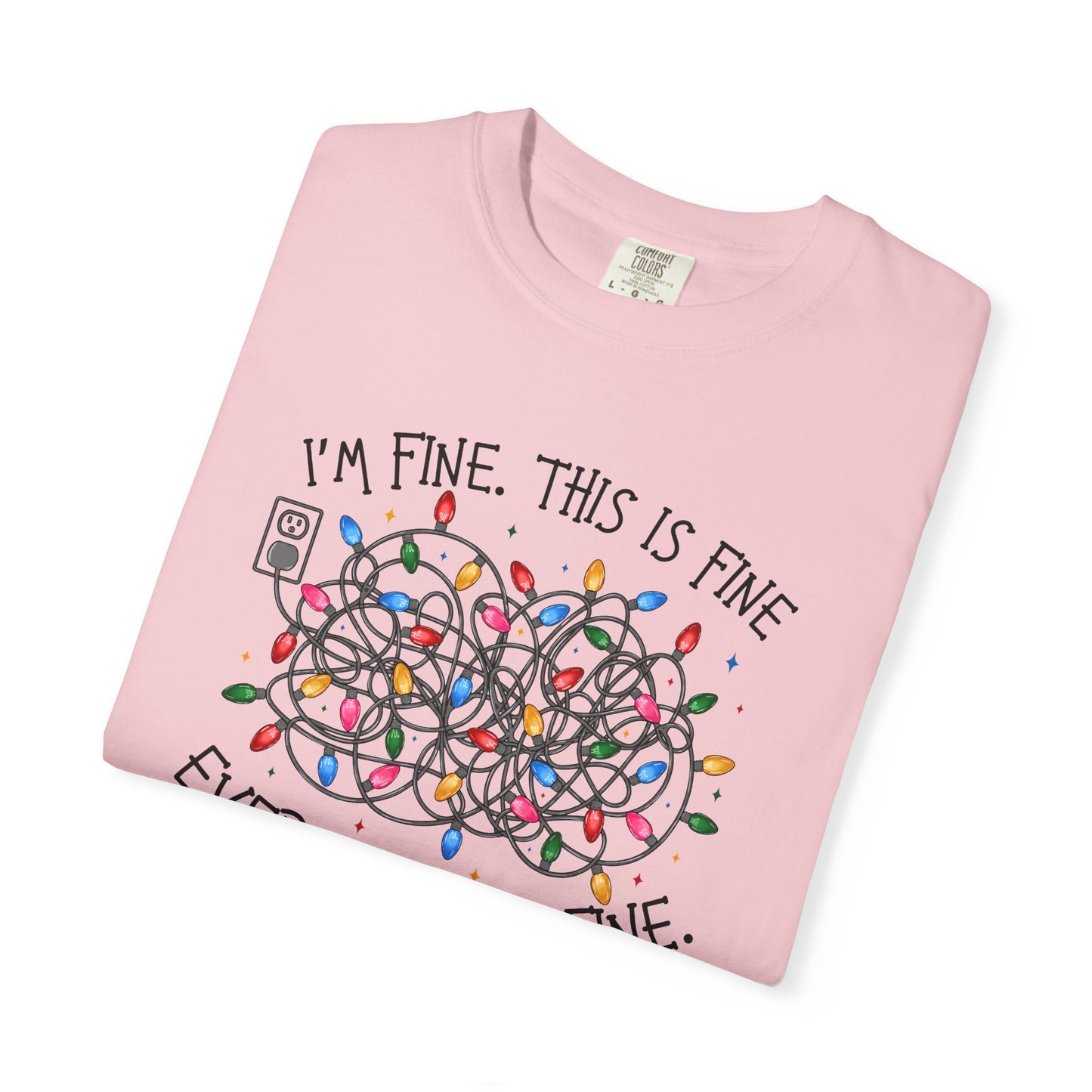 “I’m Fine, This Is Fine” tshirtTangled Holiday Lights Graphic