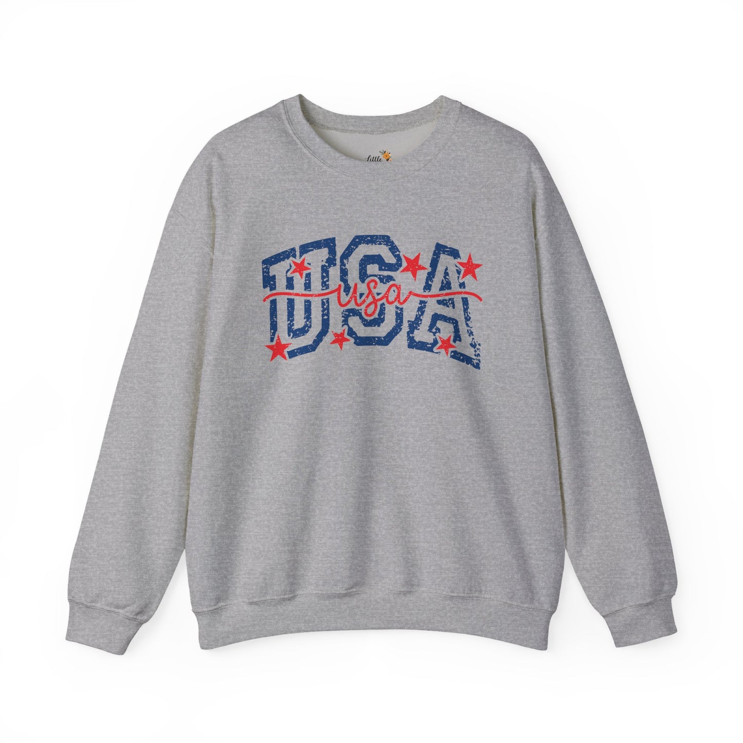 Copy of Feux Laced USA Patchwork Sweatshirt • Preppy Patriotic Crewneck • Coquette Americana Sweatshirt • Red White Blue Mama Style