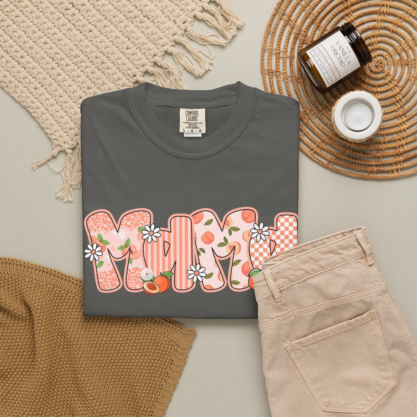 Peach Floral Mama Graphic Tee • Spring Mama Shirt • Soft Girly Mom Shirt • Floral Boutique Style Outfit