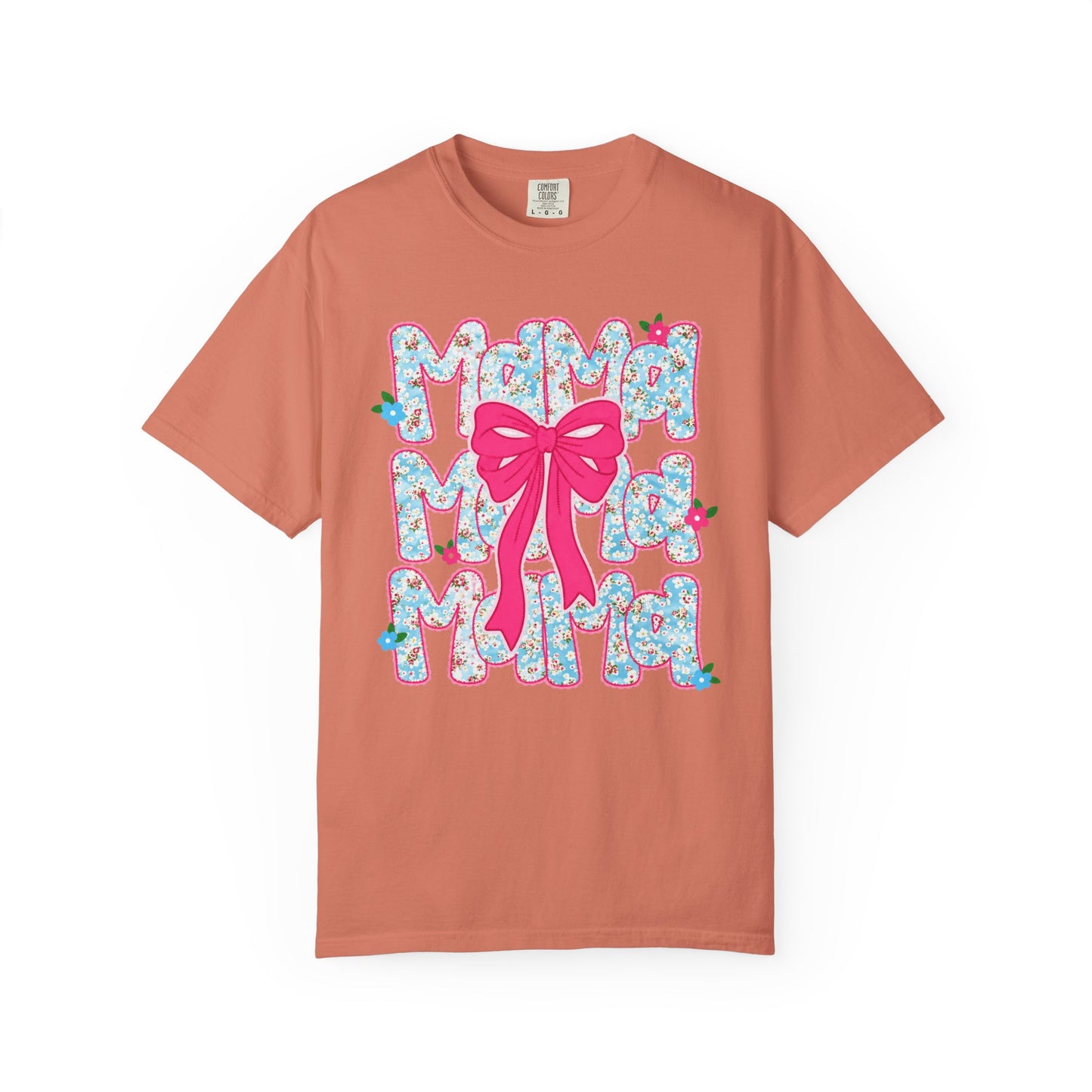 Hydrangea Mama Floral Bow T-Shirt — Cute Mom Graphic Tee for Mother’s Day