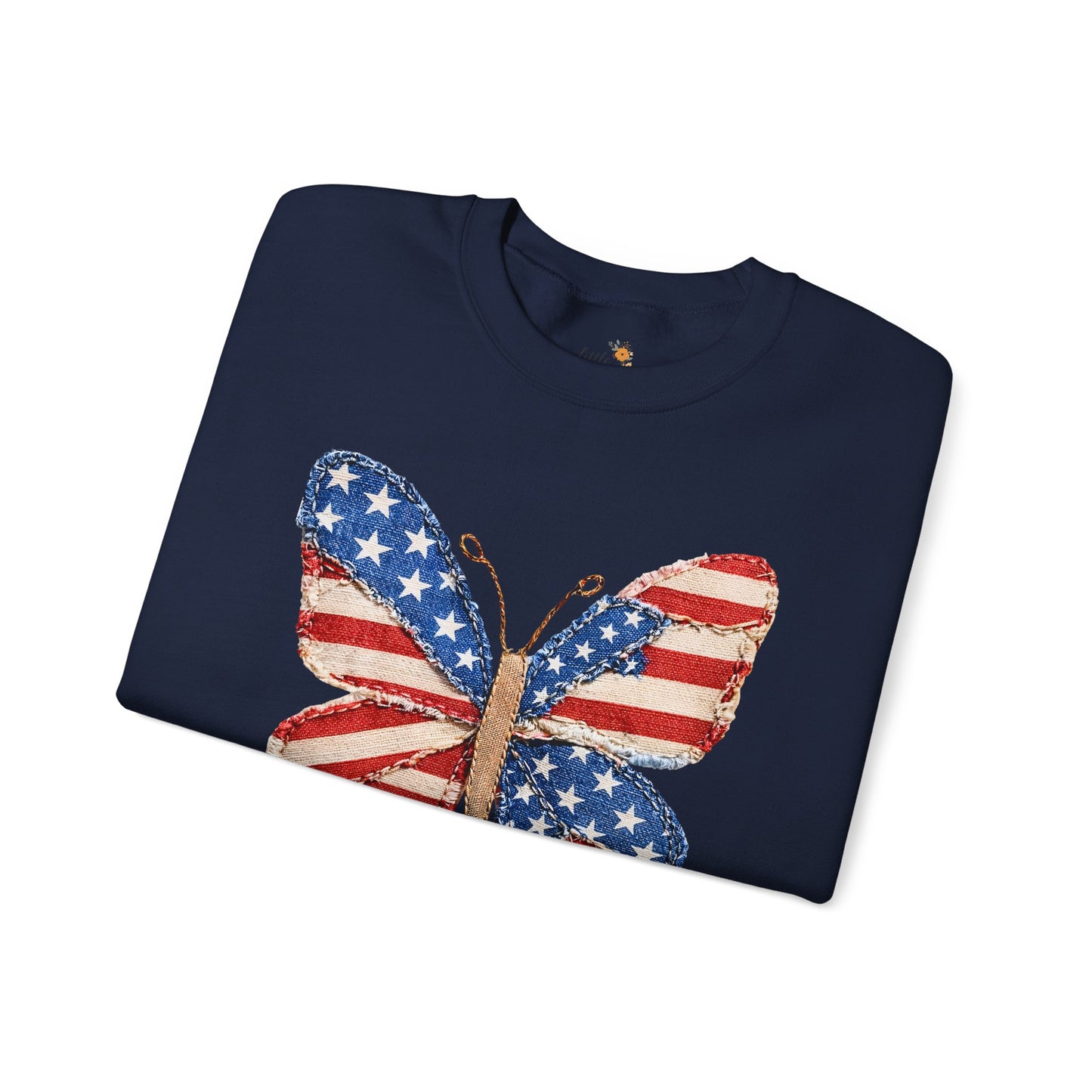 4th of July Butterfly Sweatshirt • Patriotic Butterfly Crewneck • Vintage Americana Red White Blue Graphic