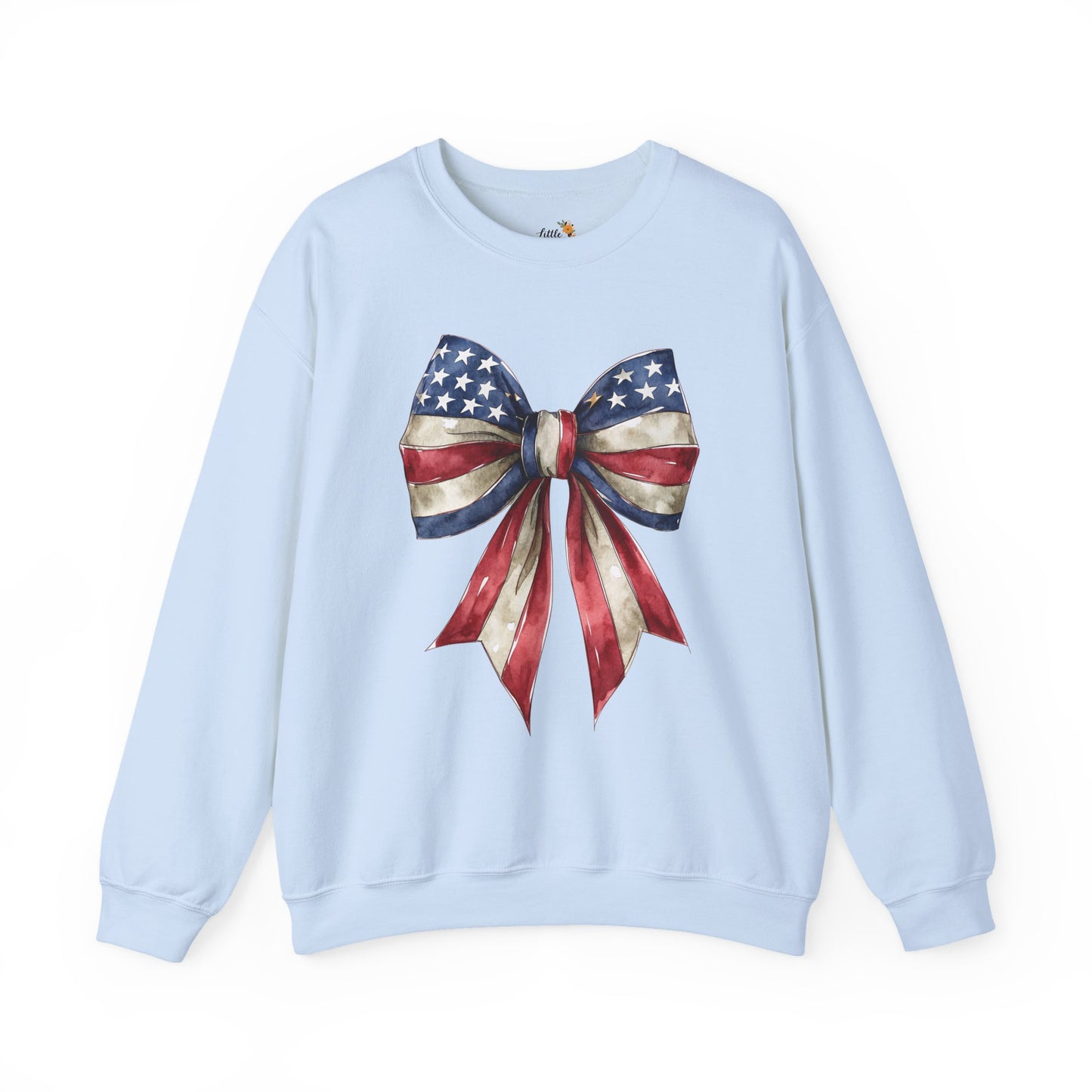 Red White Blue Coquette Bow Sweatshirt • 4th of July Crewneck • American Flag Design