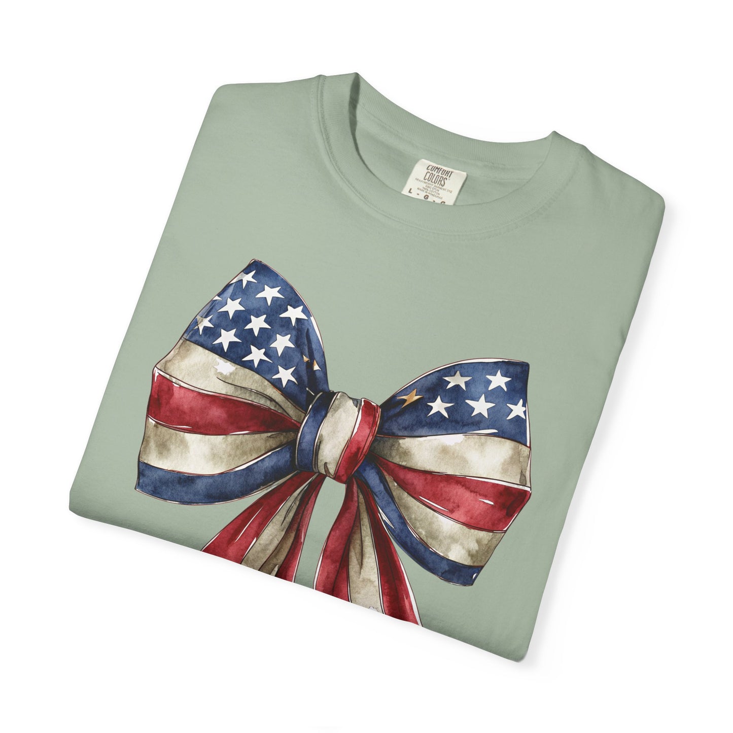 Red White Blue Coquette Bow T-Shirt • 4th of July Tee • American Flag Design Shirt