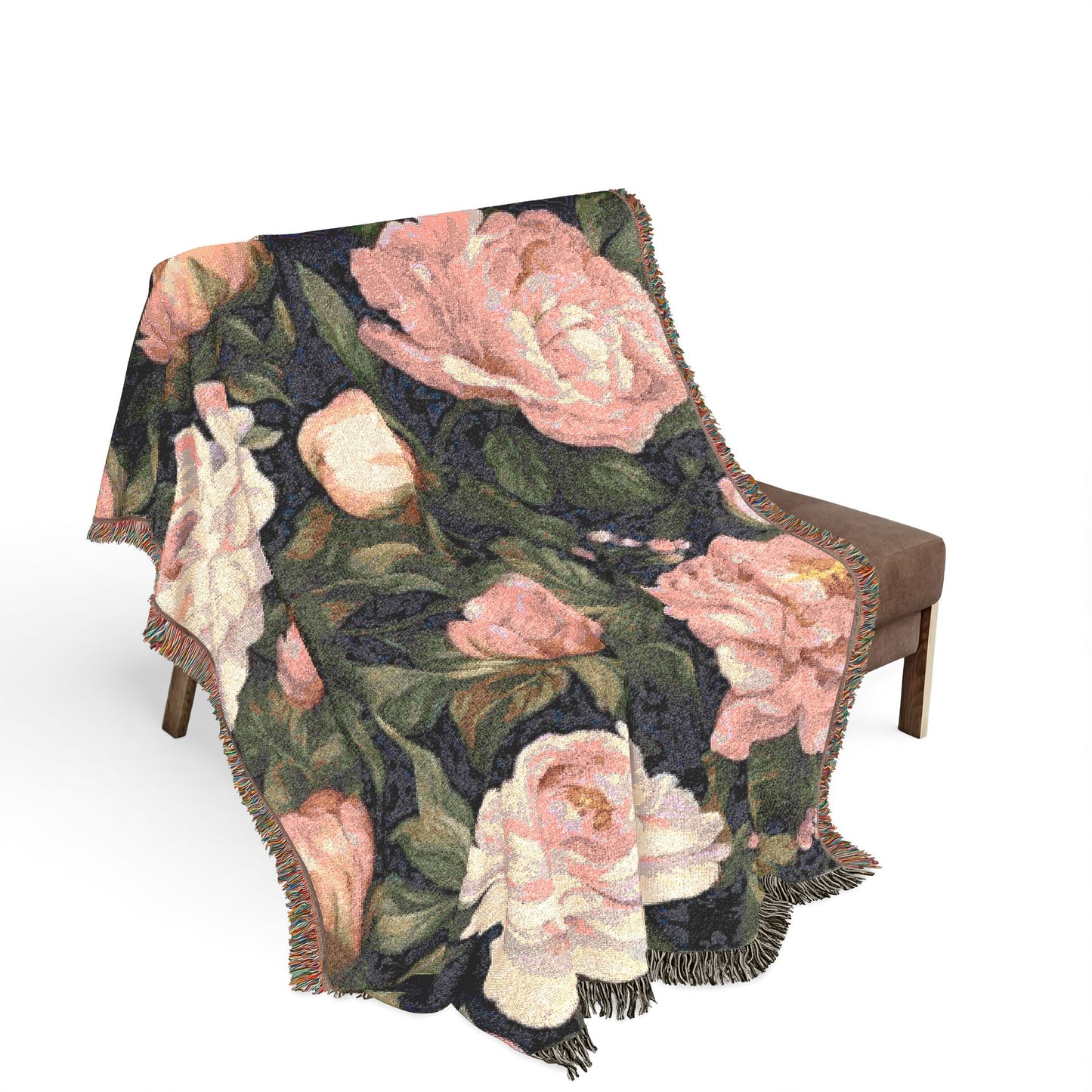 Peony Woven Blanket • Floral Botanical Throw • Cottage Garden Home Decor • Heirloom Style Floral Blanket • Cozy Reading Nook Accent