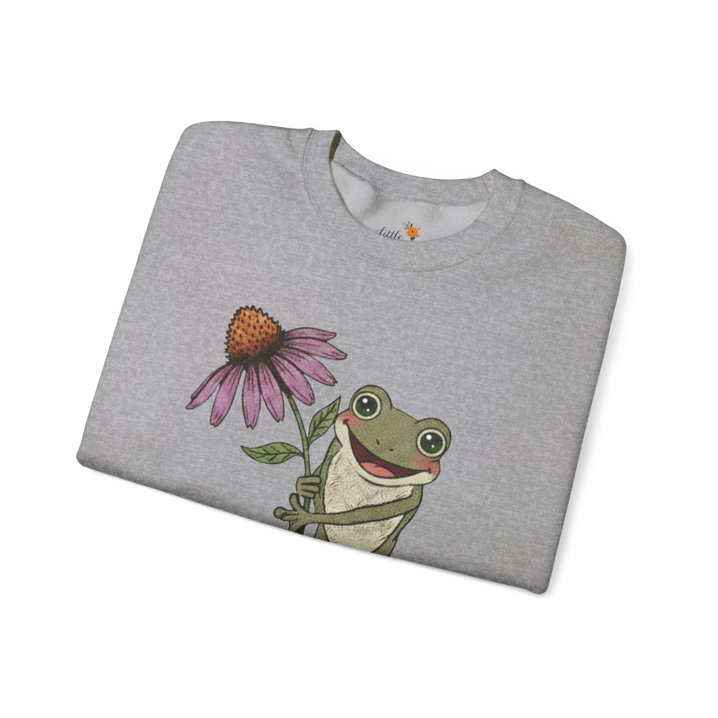 Spring Cottage Frog Sweatshirt • Whimsical Garden Wildflower Crewneck • Cottagecore Floral Pullover