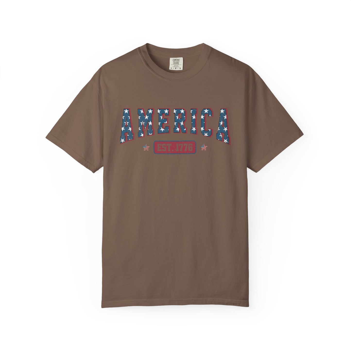 America Est 1776 T-Shirt • Vintage Patriotic Graphic Tee • Red White Blue Fourth of July Shirt