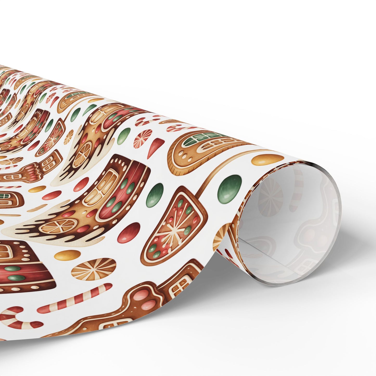 Gingerbread House Wrapping Paper | Candy Cane Cookie Pattern | Cozy Christmas Gift Wrap | Sweet Holiday Home Decor