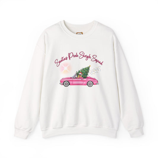 Santa's Pink Sleigh Squad Crewneck Sweatshirt