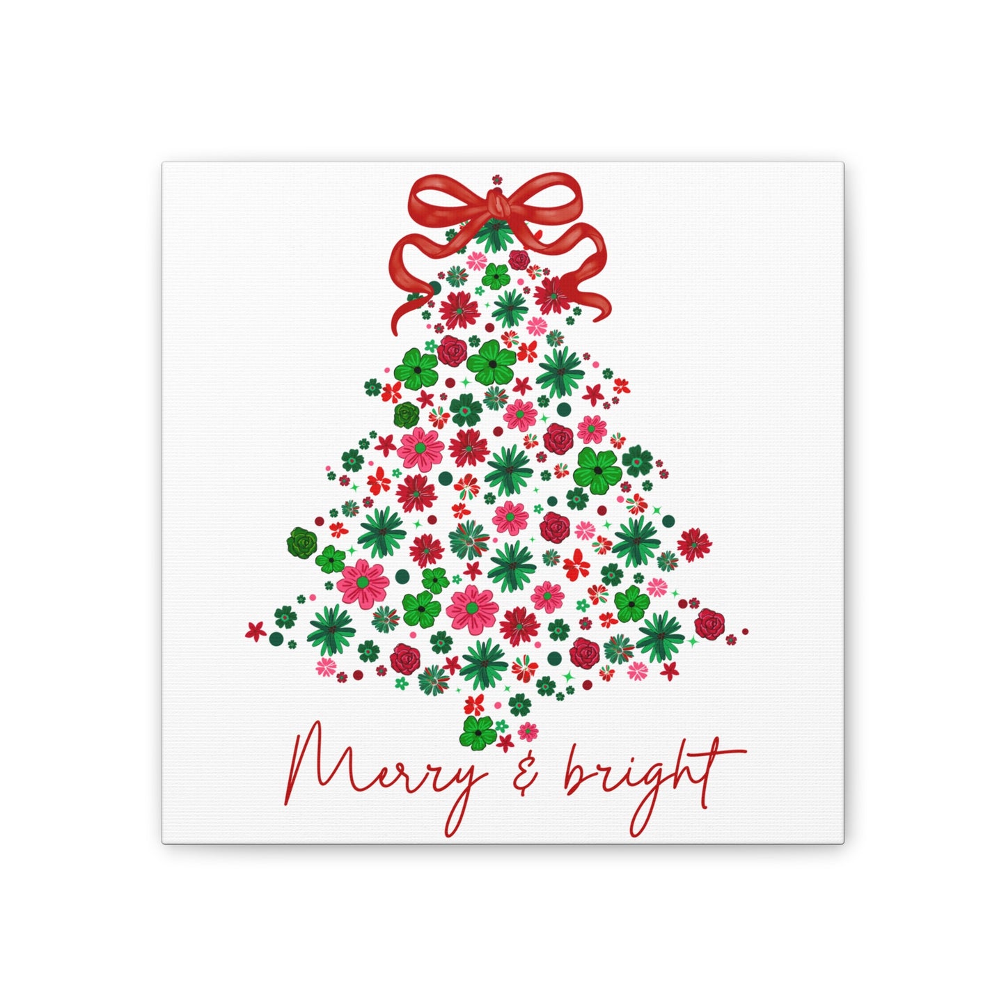 Festive Canvas Wall Art - Merry & Bright Christmas Tree