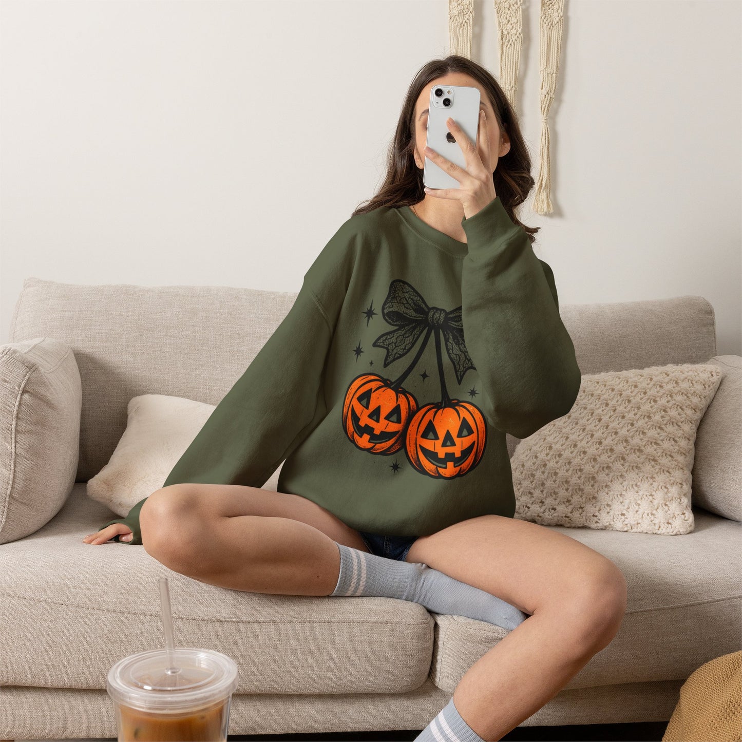 Halloween Pumpkin Pair Crewneck Sweatshirt